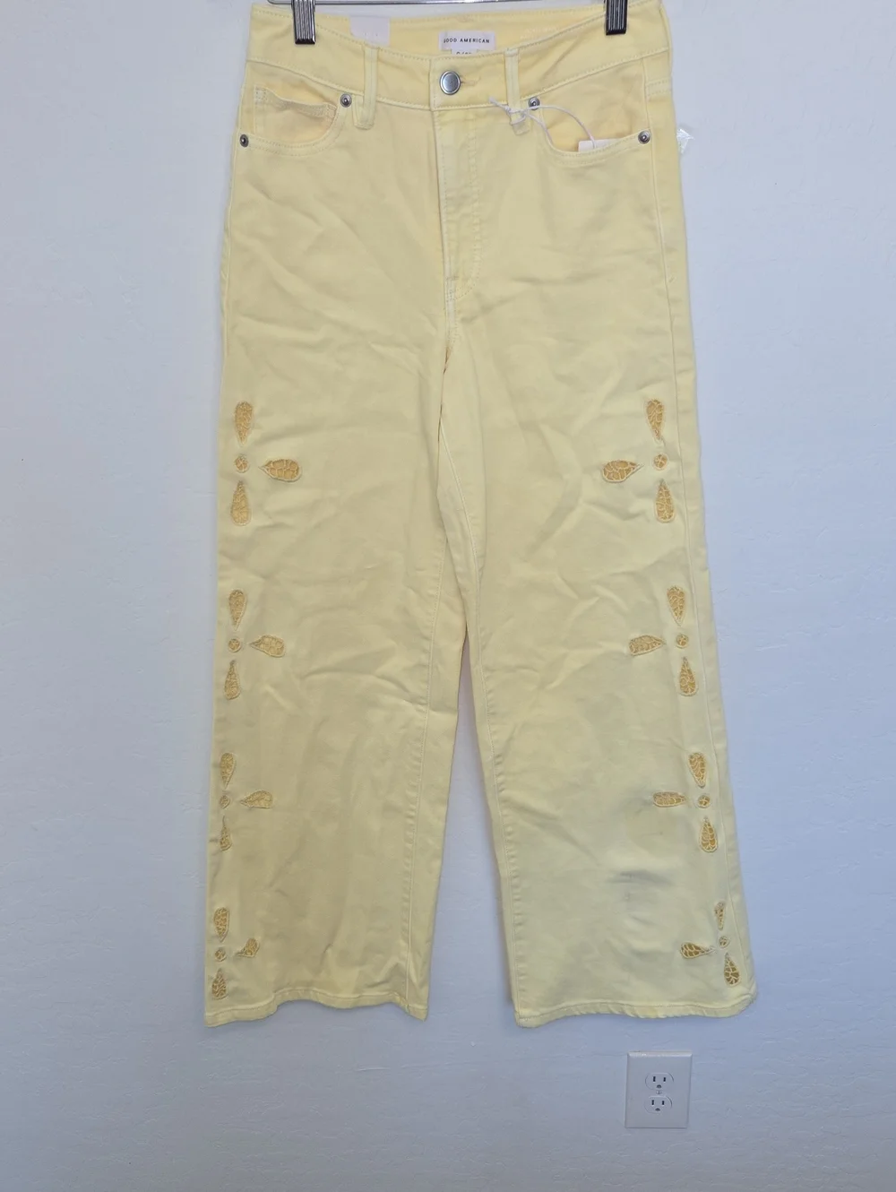Good American Women's Wide-Leg Jeans Yellow High Waist Lyocell Size 0/25 NWT